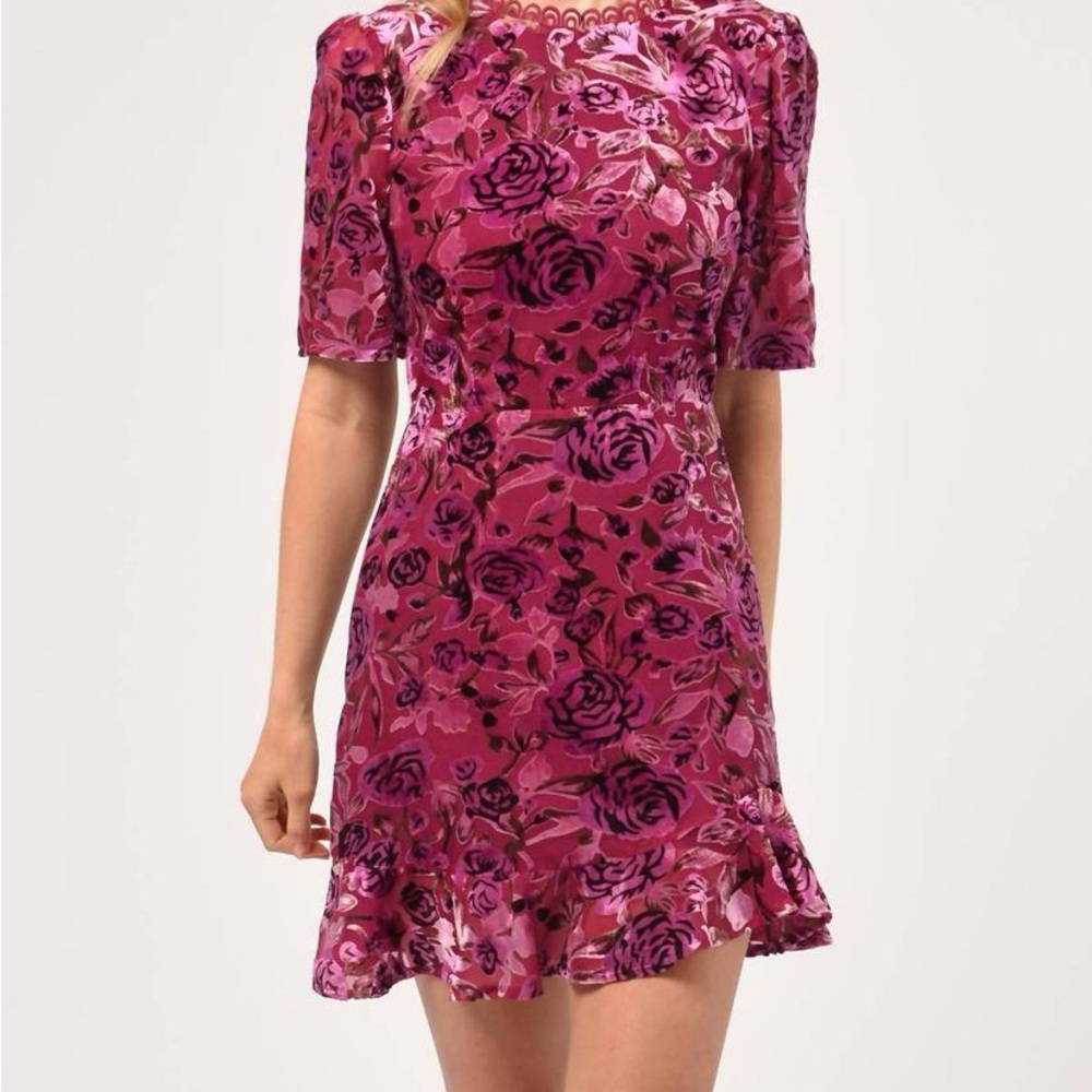 Adelyn Rae Pink Floral Velvet Mini Dress